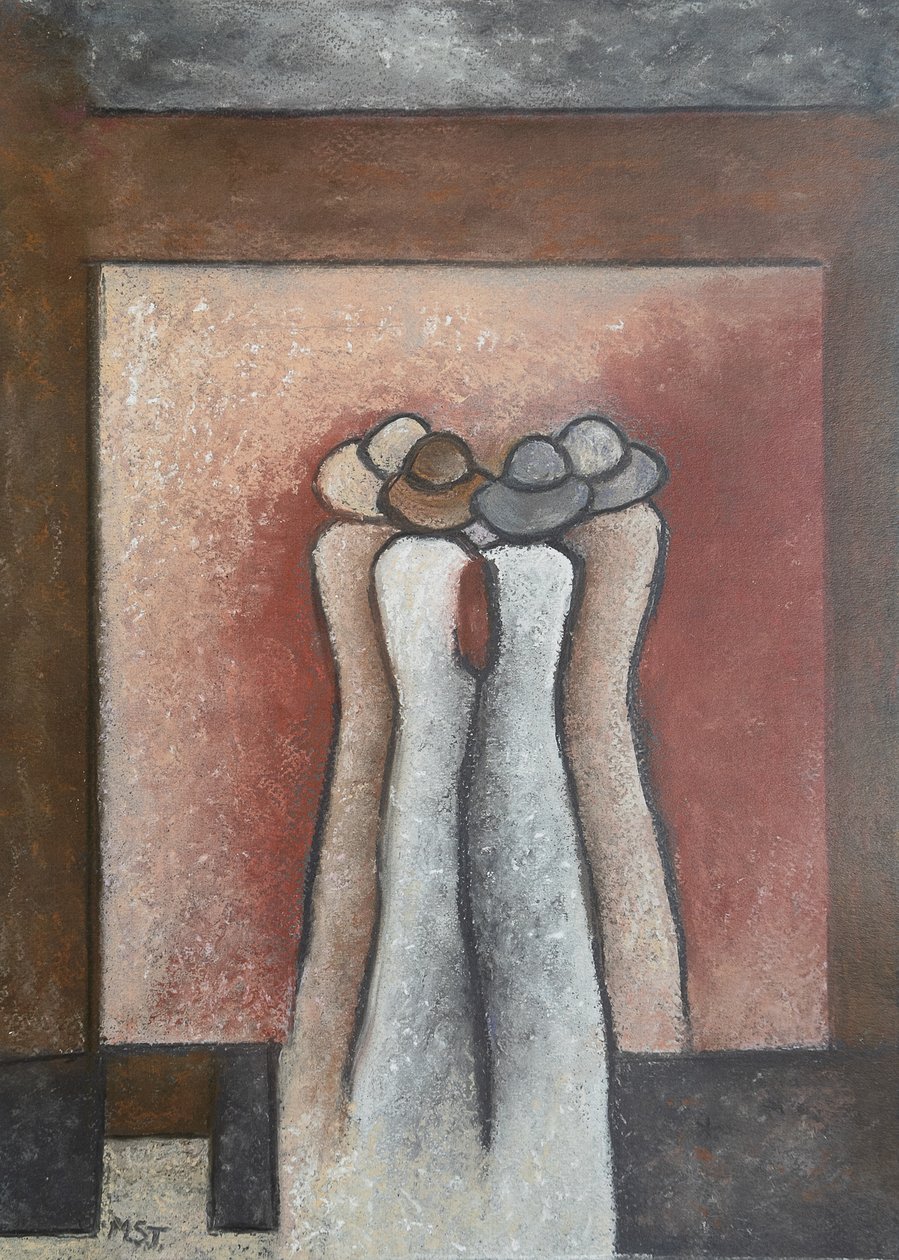 Whispering Ladies, 2020 (pastel) af Margo Starkey