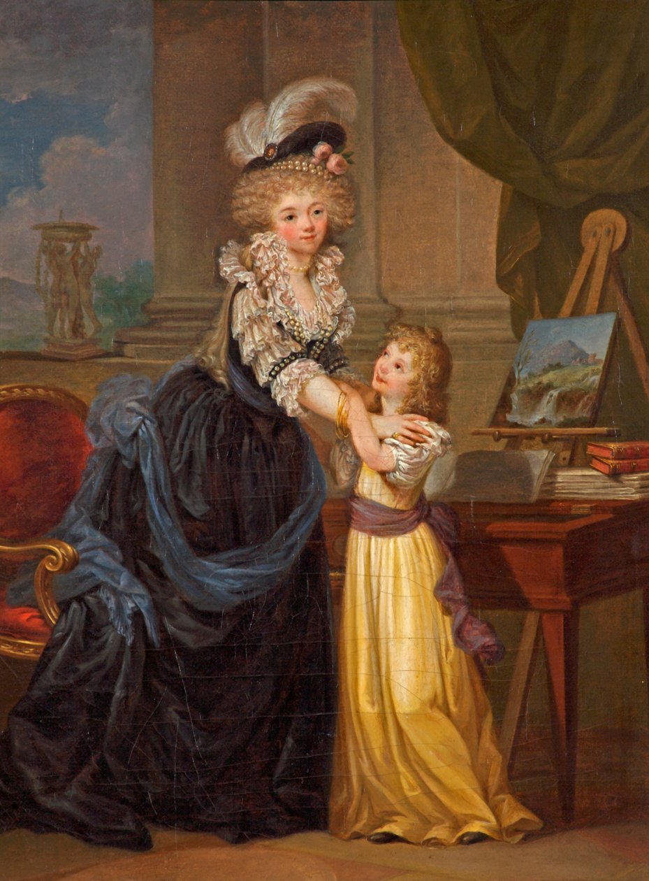 En ung dame og en lille pige, ca. 1785 af Marguerite Gerard