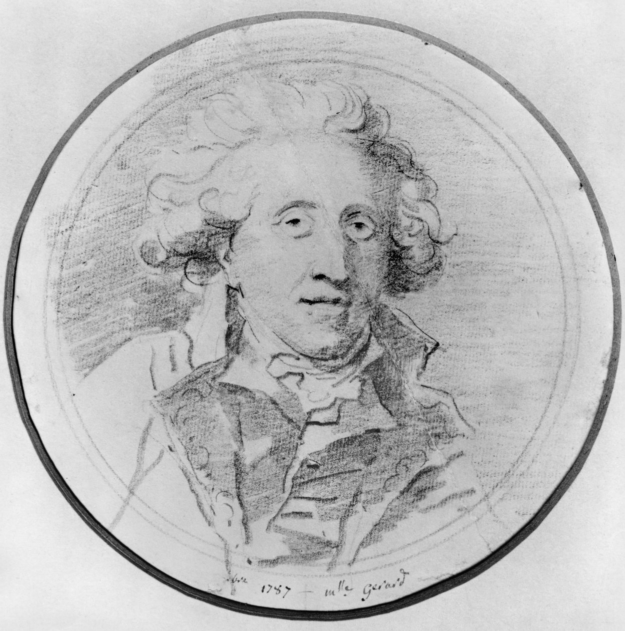 Portræt formodes at være Jean-Honore Fragonard (1732-1806) 1787 (pierre noire på papir) af Marguerite Gerard