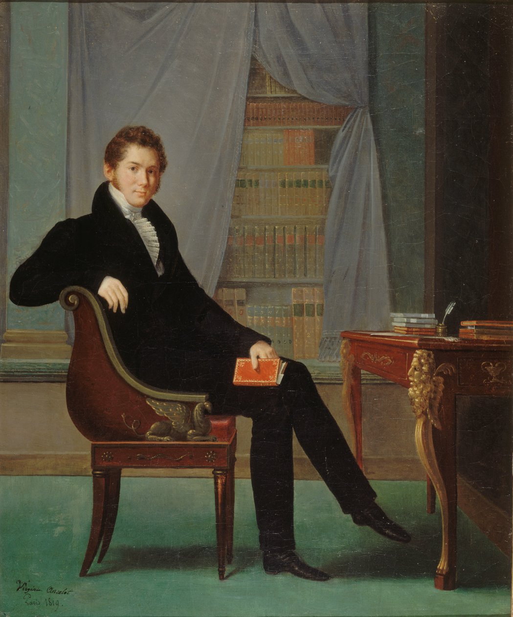 Portræt af Jacques-François Ancelot 1794-1854, 1819. af Marguerite Louise Virginie Ancelot