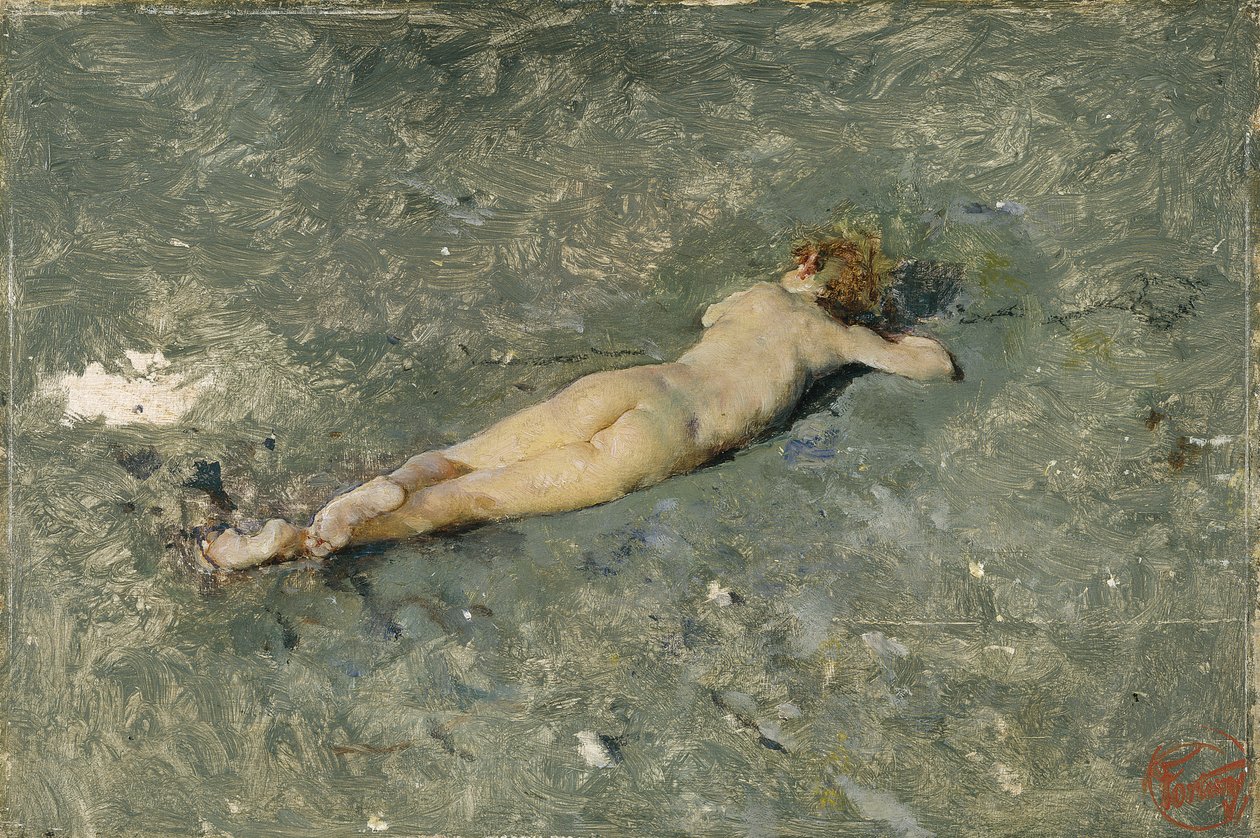 Nøgen på stranden ved Portici, 1874 af Marià Fortuny