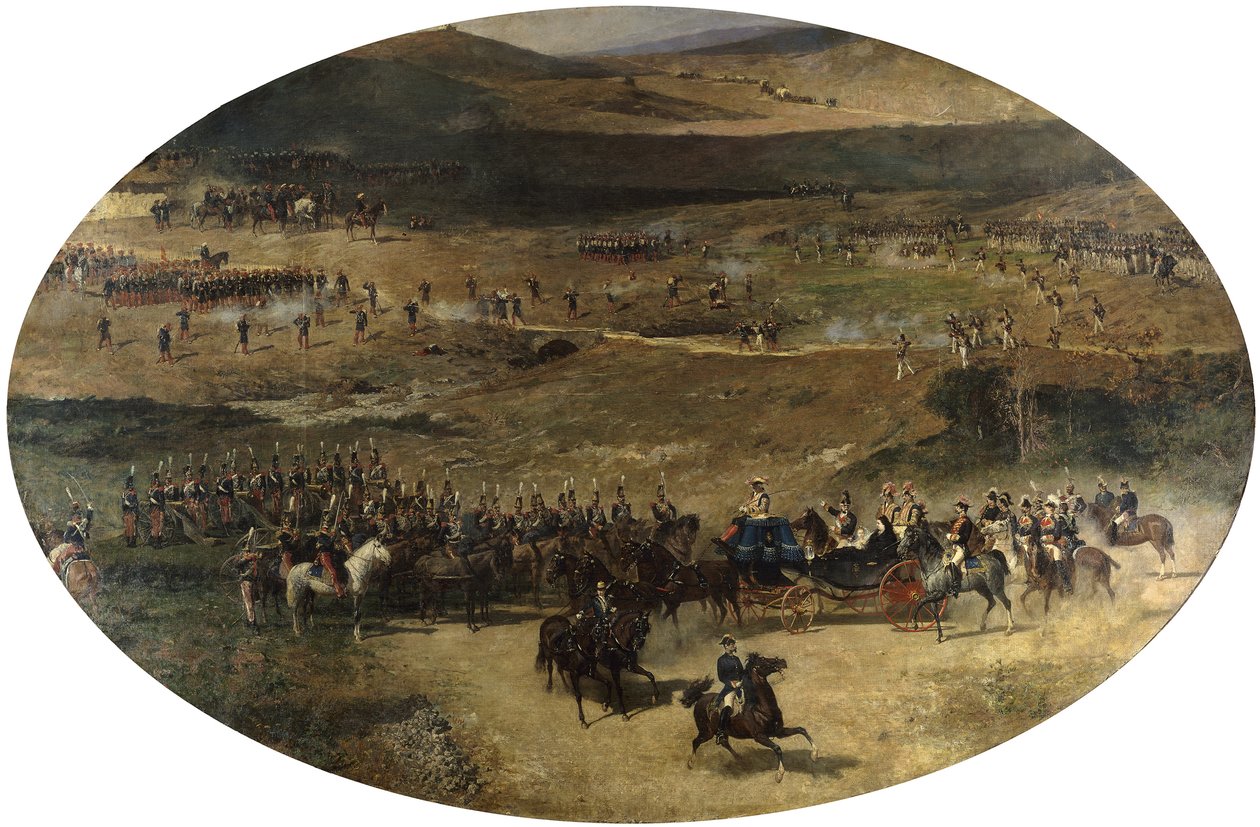 Dronning Maria Christina gennemgår tropperne, 1866-1867 af Marià Fortuny