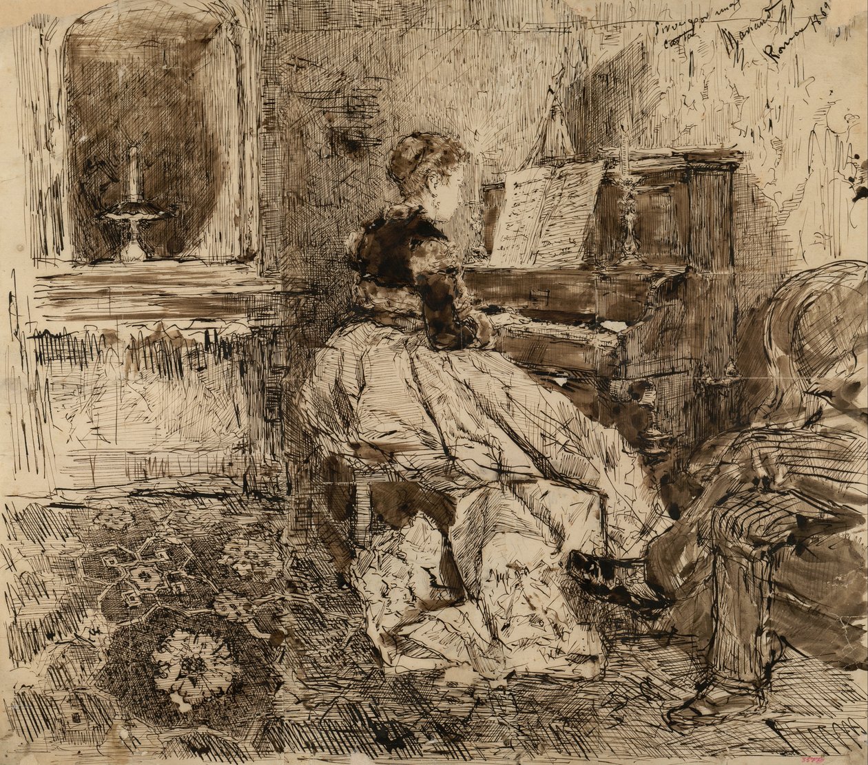 Cecilia de Madrazo spiller klaver af Marià Fortuny Marsal