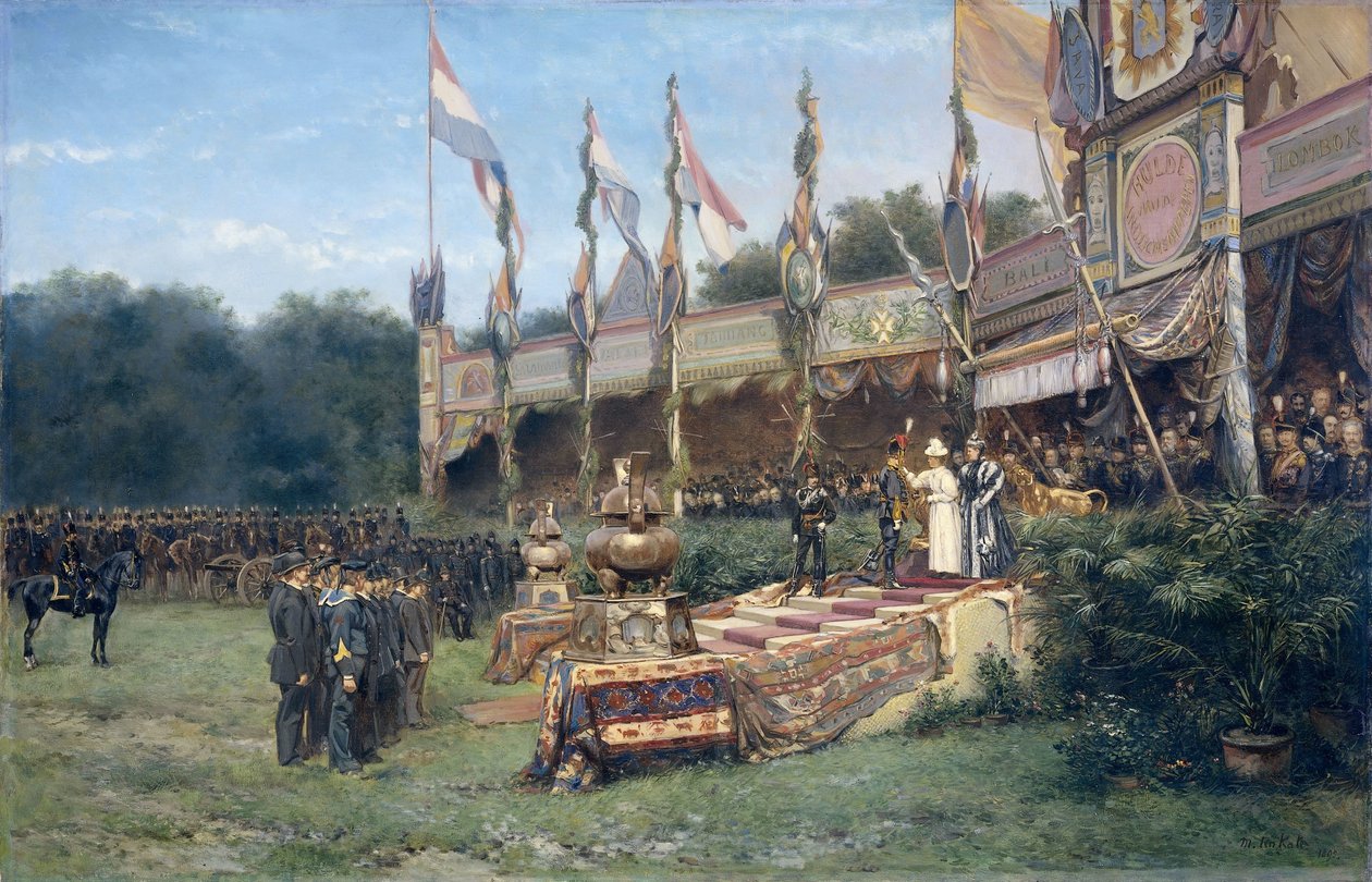 Præsentation af Lombok-korset af dronning Wilhelmina på Malieveld i Haag, 6. juli 1895 af Mari ten Kate