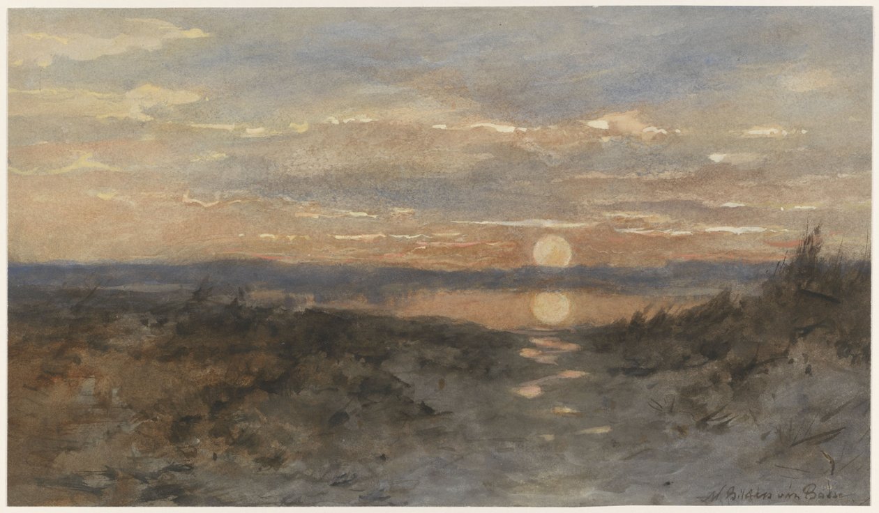 Landskab med solnedgang af Maria Bilders van Bosse