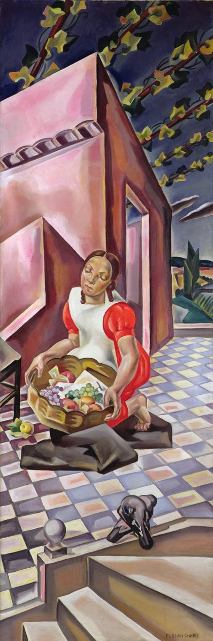 Ung pige med en frugtkurv, før 1922 af Maria Blanchard
