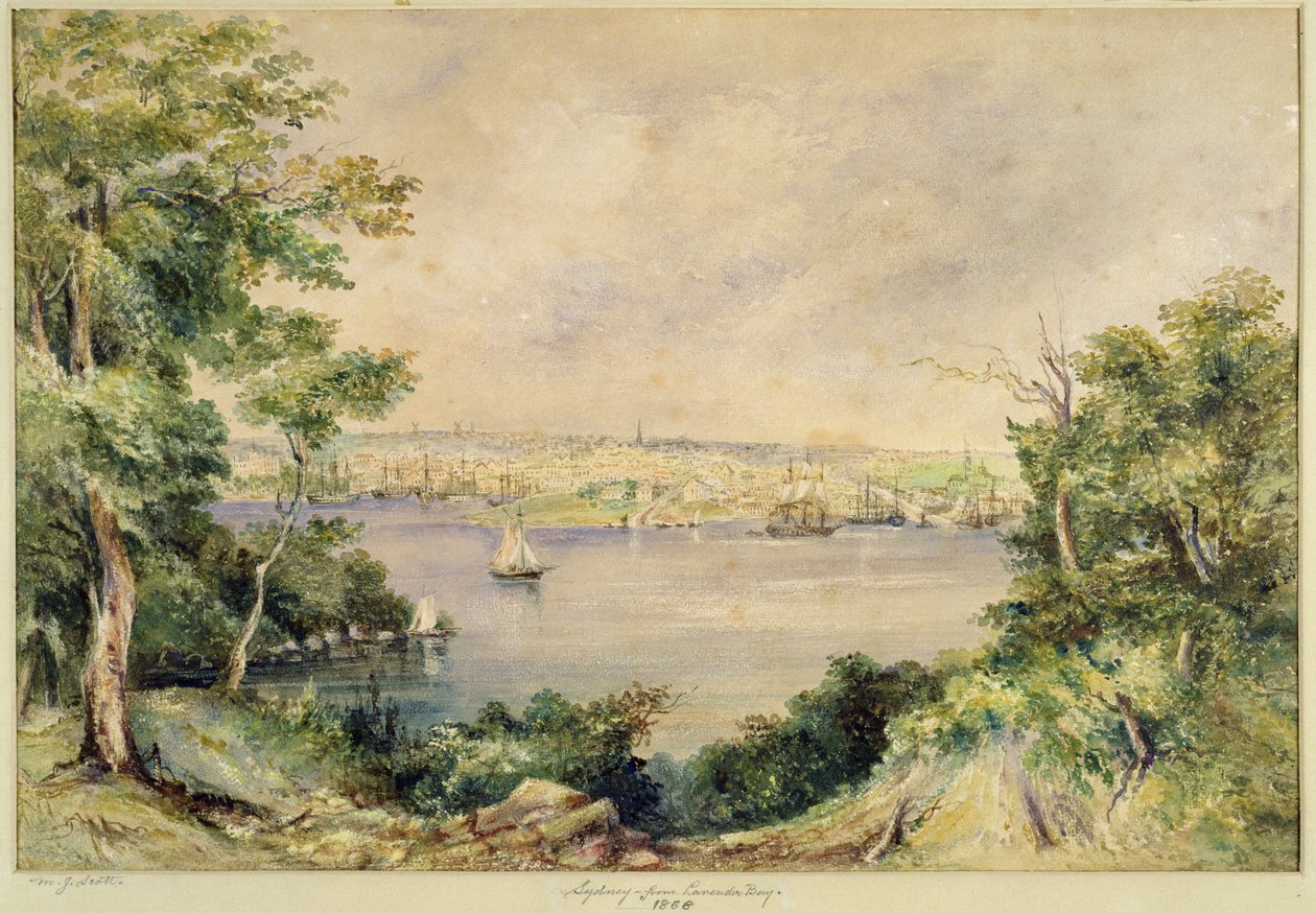 Sydney fra Lavender Bay, 1868 (wc) af Maria Jane Scott