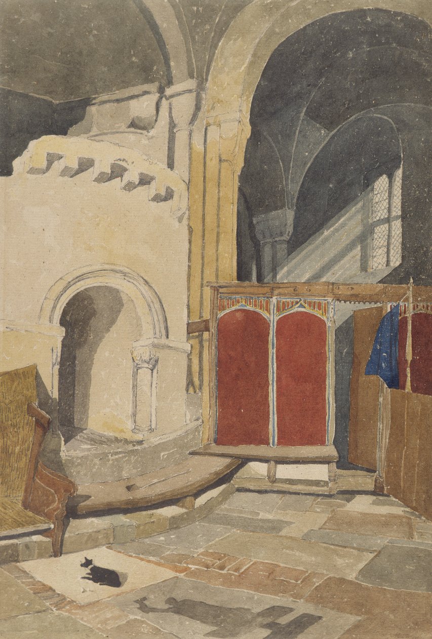 Norwich Cathedral, Ambulatory (wc med pen og blæk på papir) af Maria Turner