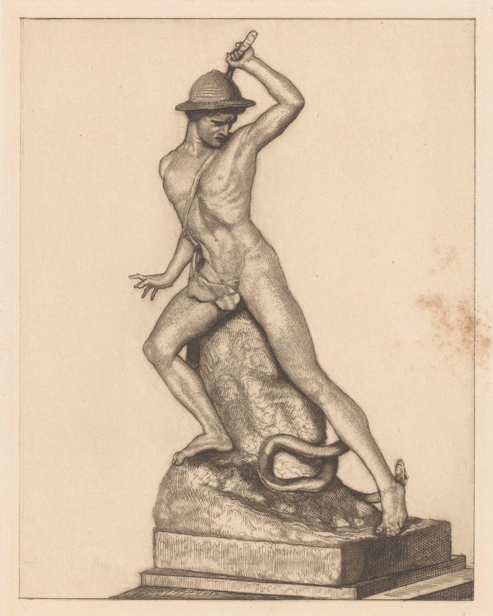 Skulptur af en hyrde med en slange af Maria Arnoldina van Hove