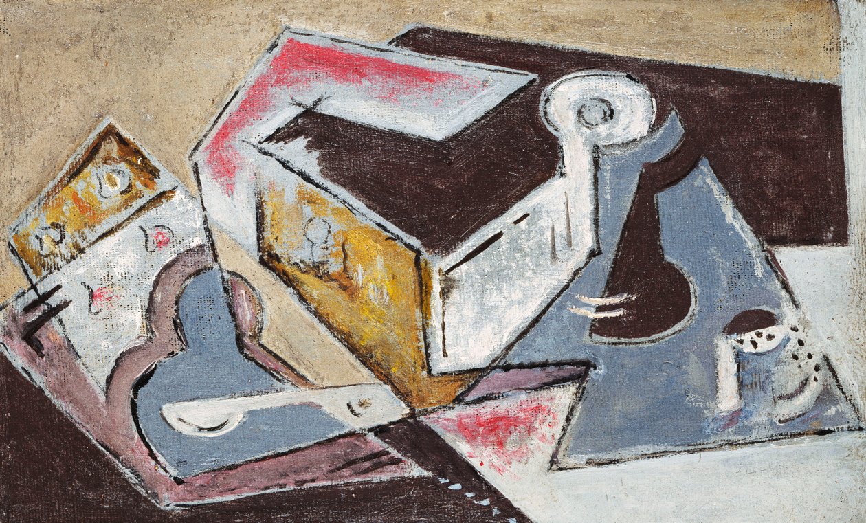 kubistisk sammensætning; Komposition Cubiste, ca. 1918 (olie på lærred) af Maria Blanchard