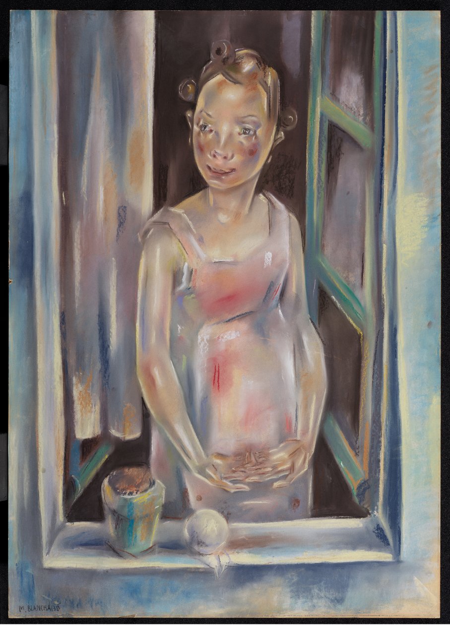 Ung pige ved et åbent vindue, ca. 1924 (pastel på papir) af Maria Blanchard