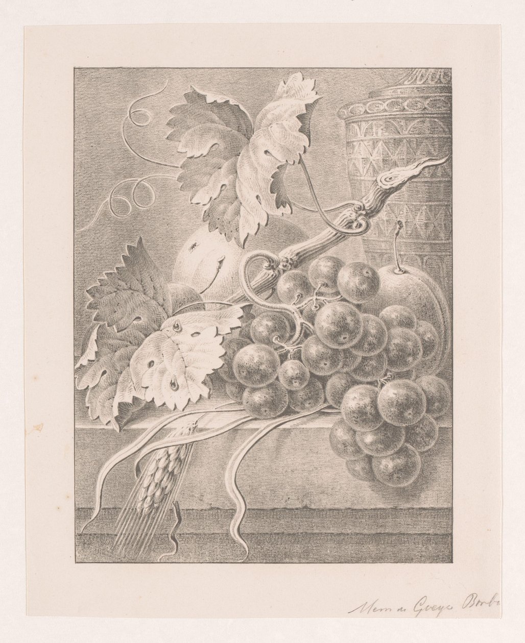 Stilleben med frugter og dekoreret potte af Maria Geertruida de Goeje Barbiers (attributed to)