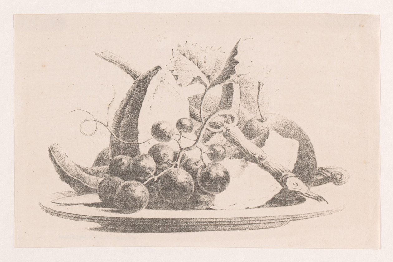 Frugter på en tallerken af Maria Geertruida de Goeje Barbiers (attributed to)