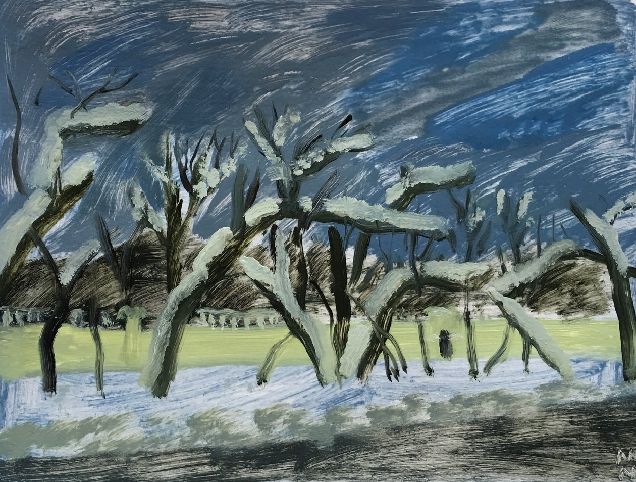 Russian Winter, 2019 (olie på papir) af Maria Magenta