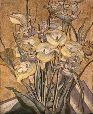 Iriser og Calla Lilies, ca. 1890-1905 (olie på panel) af Maria Oakey Dewing