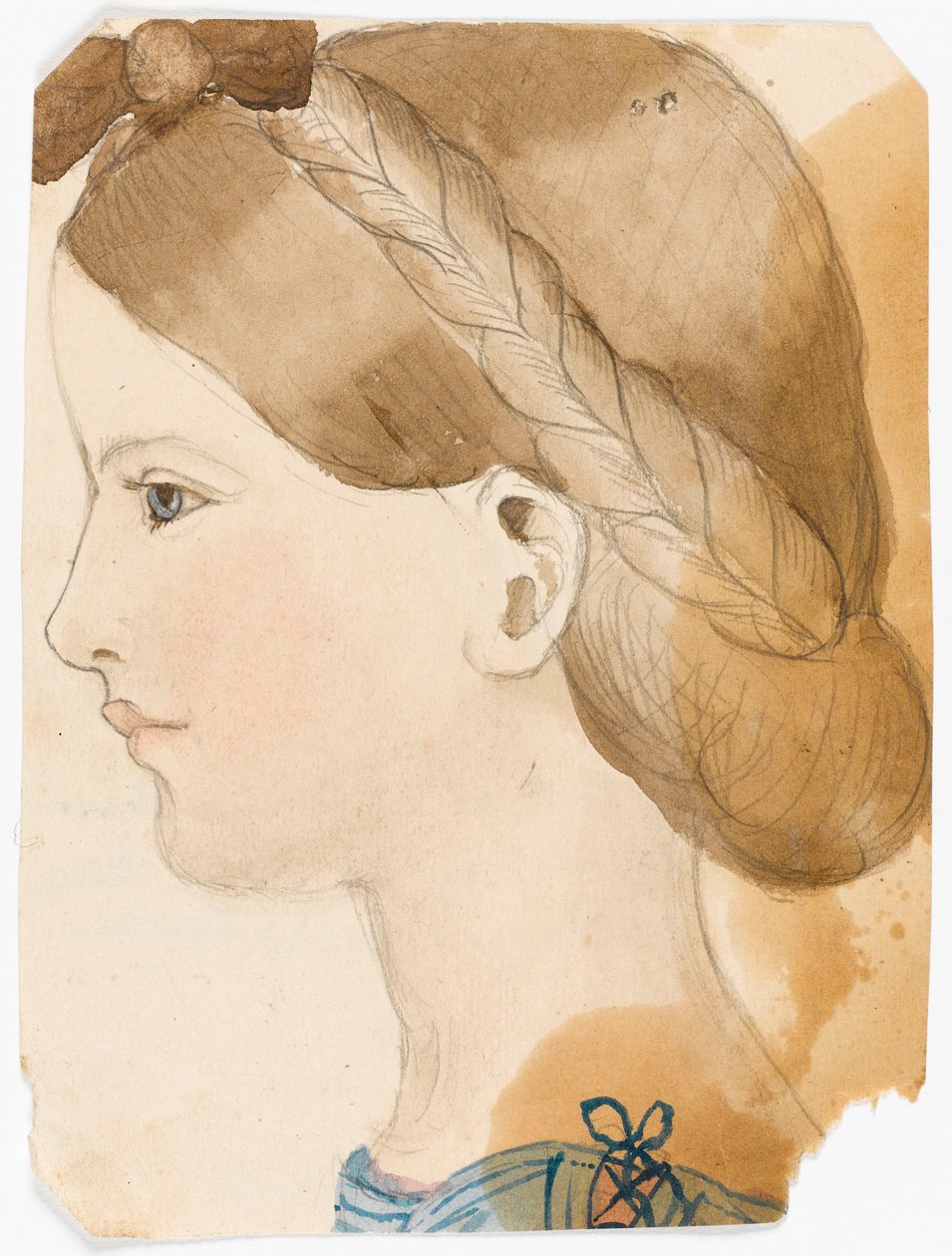 Portræt af M Rose Herschel på 7 år (1851) af hendes søster Maria på 11 år af Maria Sophia Herschel