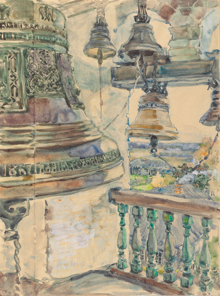 Udsigt fra klokketårnet i Savino-Storozhevsky-katedralen, tæt på Zvenigorod, 1891 af Maria Yakunchikova