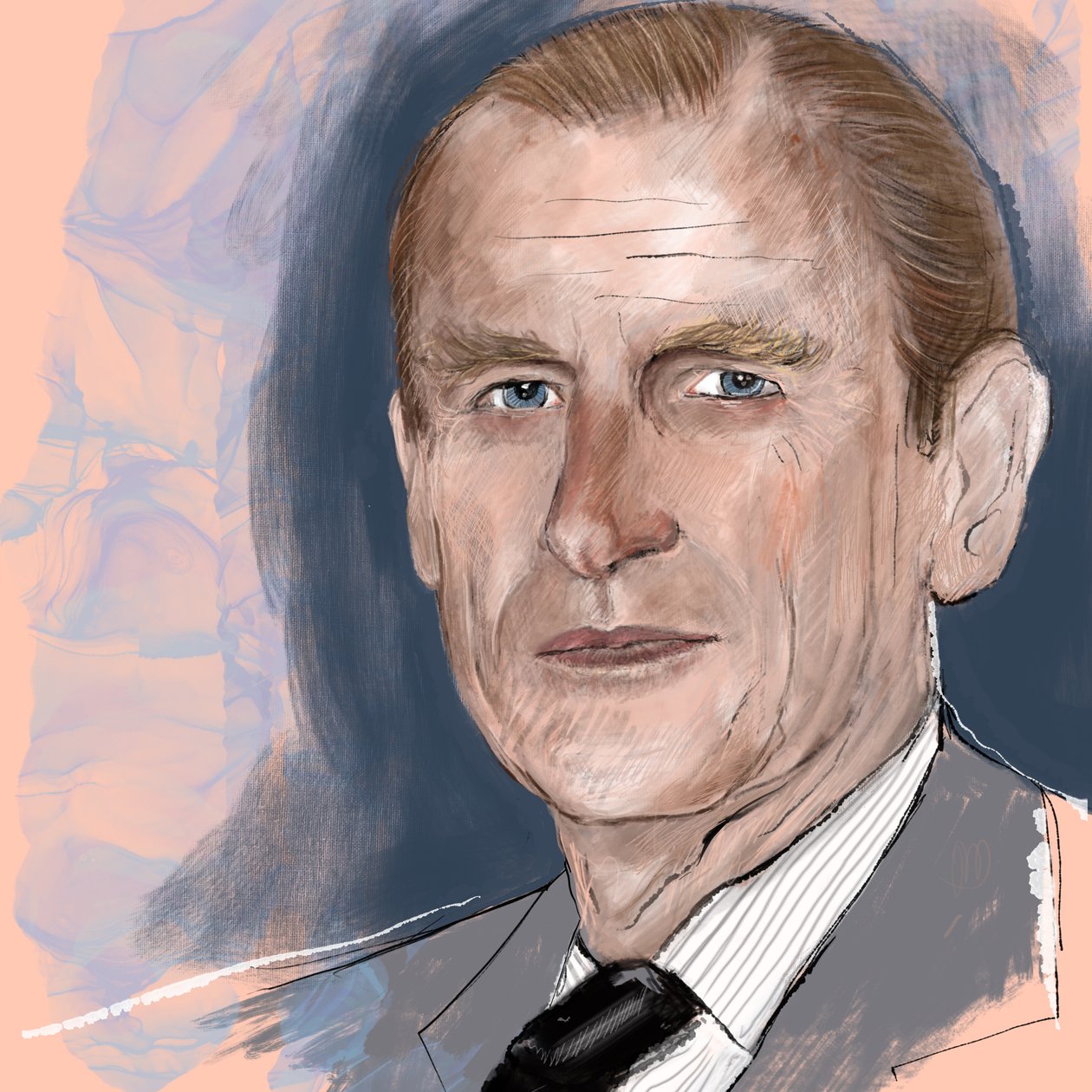 Prins Philip, hertug af Edinburgh, 2021 (akvarel  digital) af Marianna Kulukundis