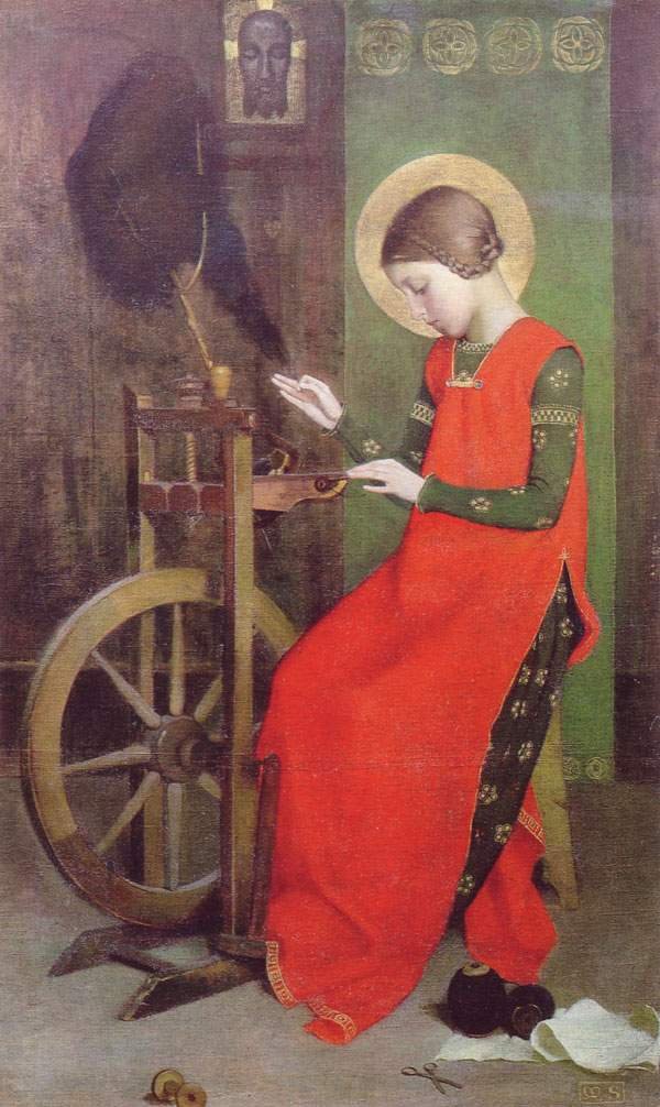 St. Elizabeth i Ungarn, der snurrer for de fattige af Marianne Stokes