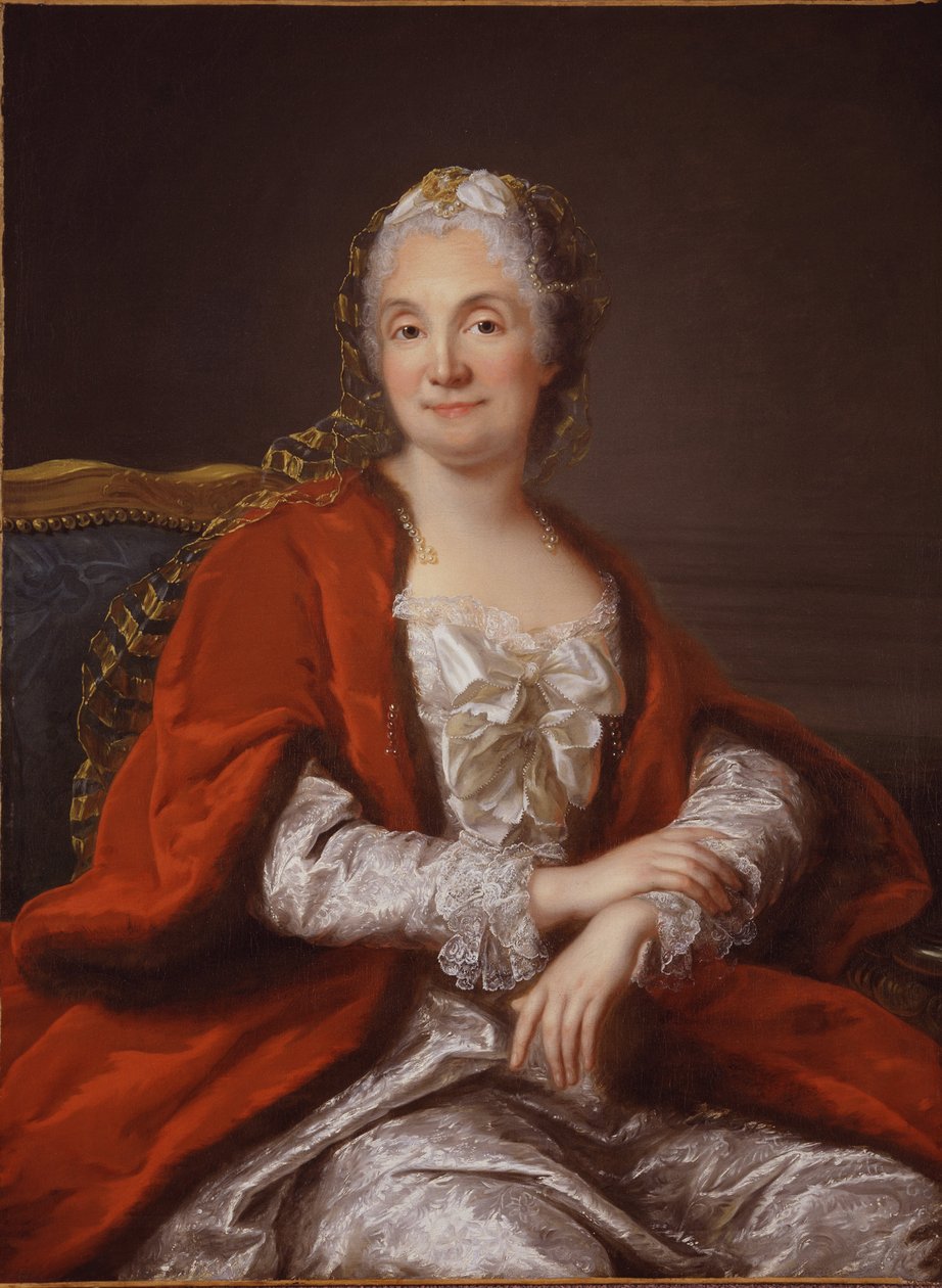 Marie Therese Rodet Geoffrin, saloniere francaise - Portræt af Madame Geoffrin (1699-1777), af Loir, Marianne (1715-1769). Olie på lærred, ca 1760. Privat samling af Marianne Loir