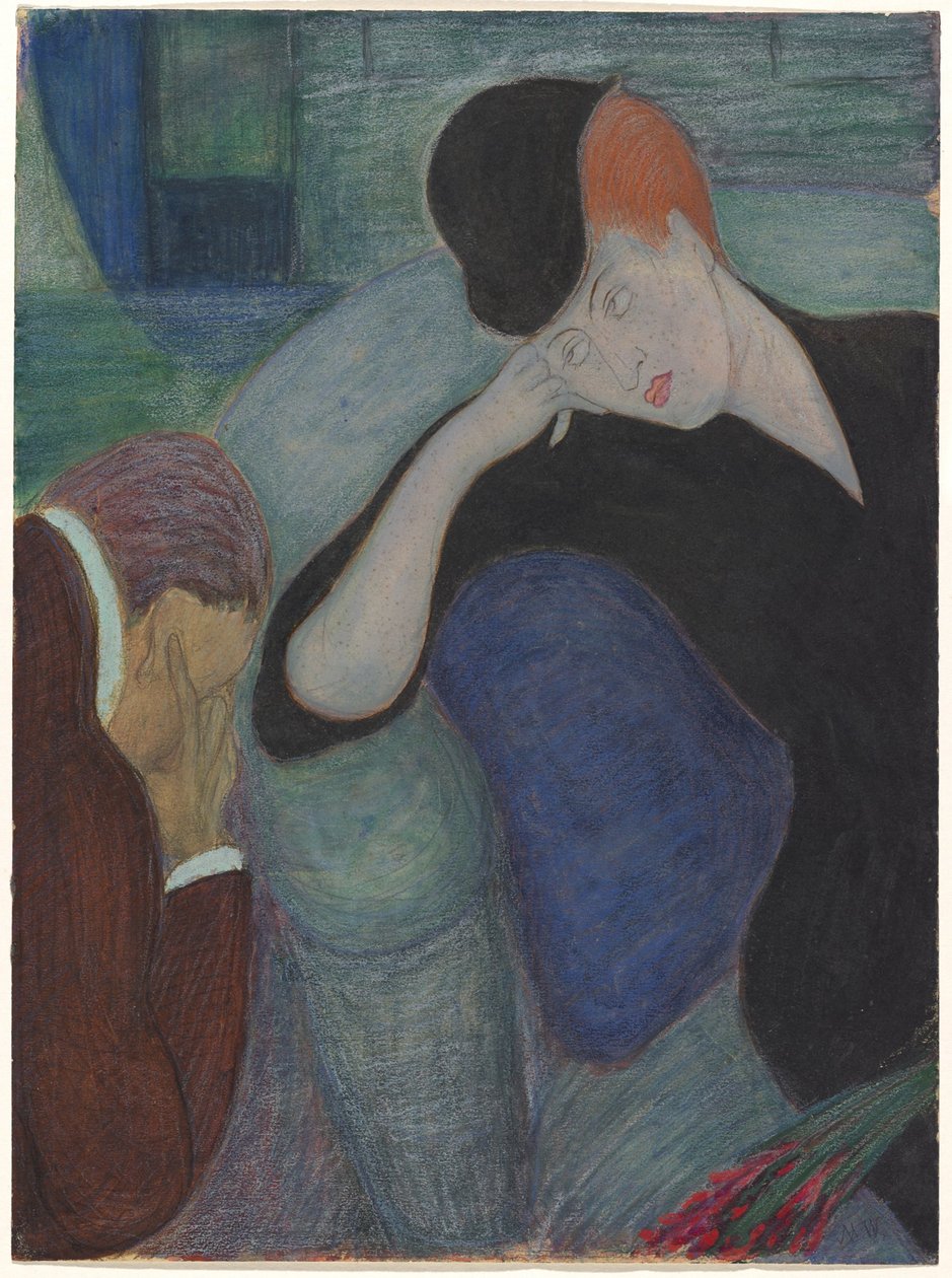 Interiør med et siddende par af Marianne von Werefkin