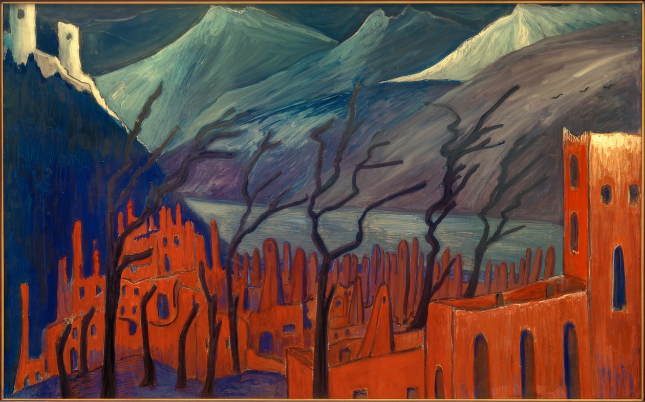 M. v. Werefkin, Rød by / maleri, 1909 af Marianne von Werefkin