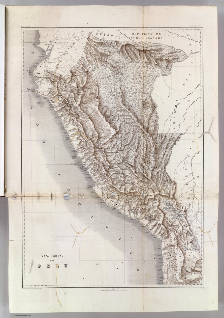 Generelt kort over Peru, 1865 af Mariano Felipe Paz Soldan