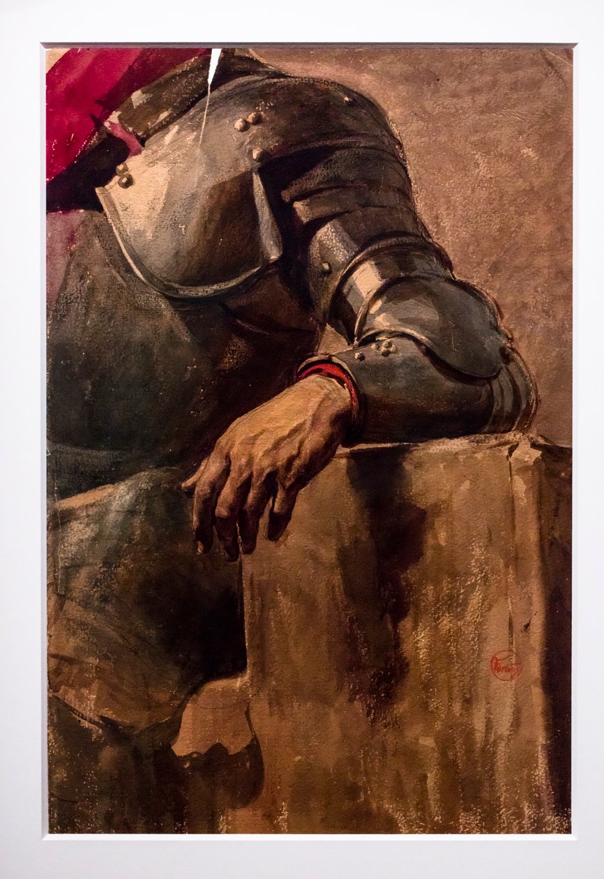 Studie af venstre hånd og rustning, ca. 1866 (akvarel på karton) af Mariano Fortuny