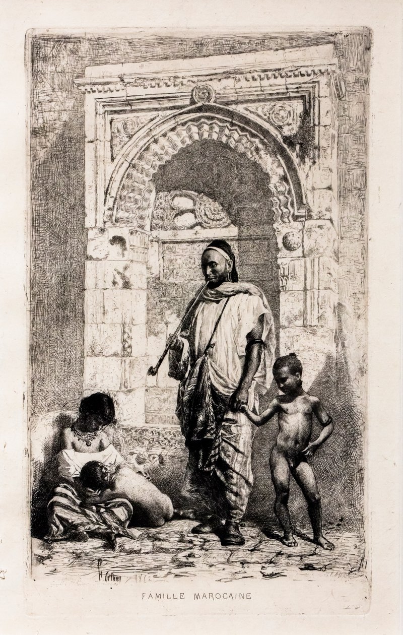 Marokkansk familie, ca. 1862 (radering på papir) af Mariano Fortuny