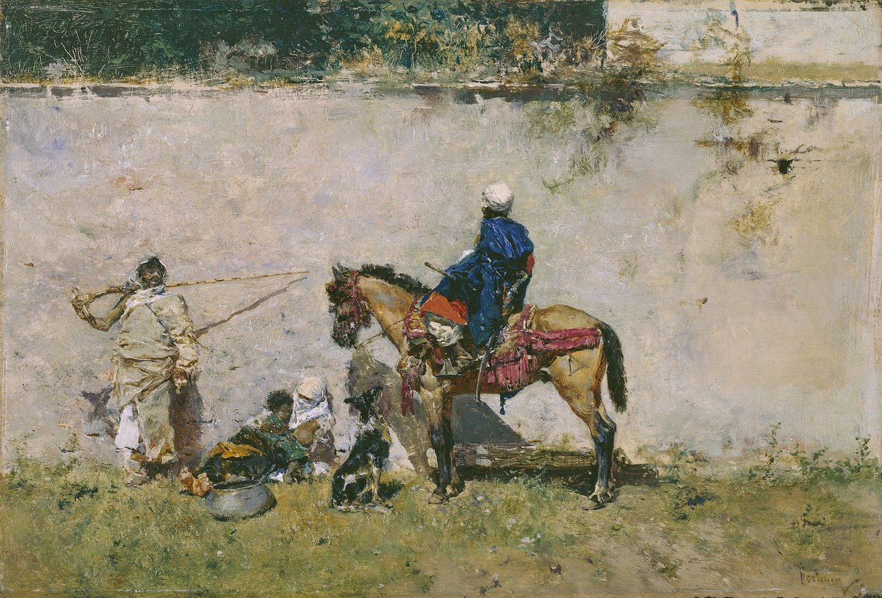 Orientalisme: en marokkansk familie ved vandet (Marokkanerne) - Maleri af Mariano Fortuny (1838-1874) af Mariano Fortuny y Marsal