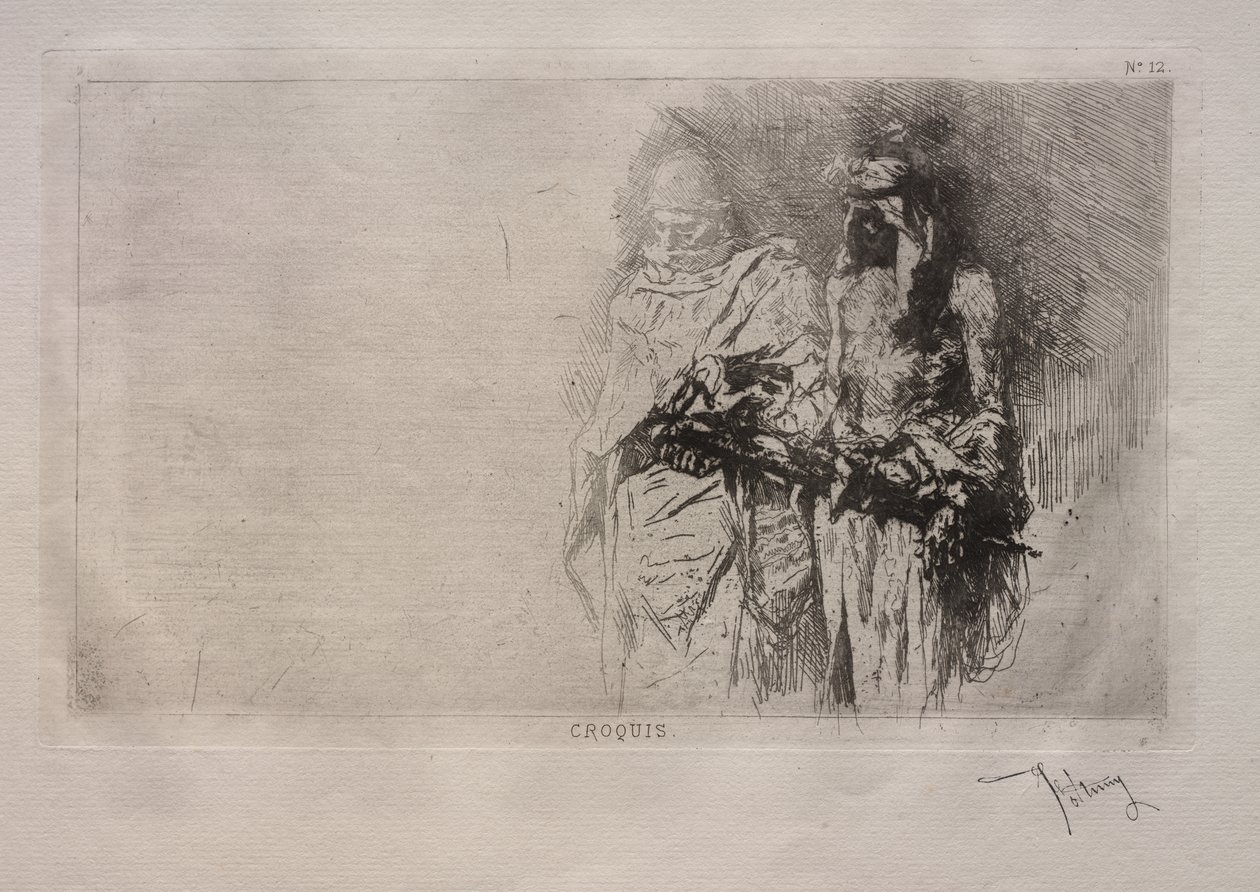 Skitse (to arabiske figurer) af Mariano Fortuny y Marsal