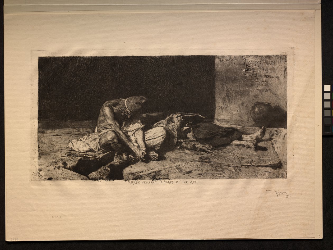 Araber våger over liget af sin ven, 1866. af Mariano Fortuny y Carbó