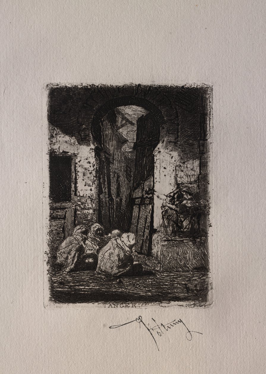 Tanger, siddende arabere. af Mariano Fortuny y Carbó