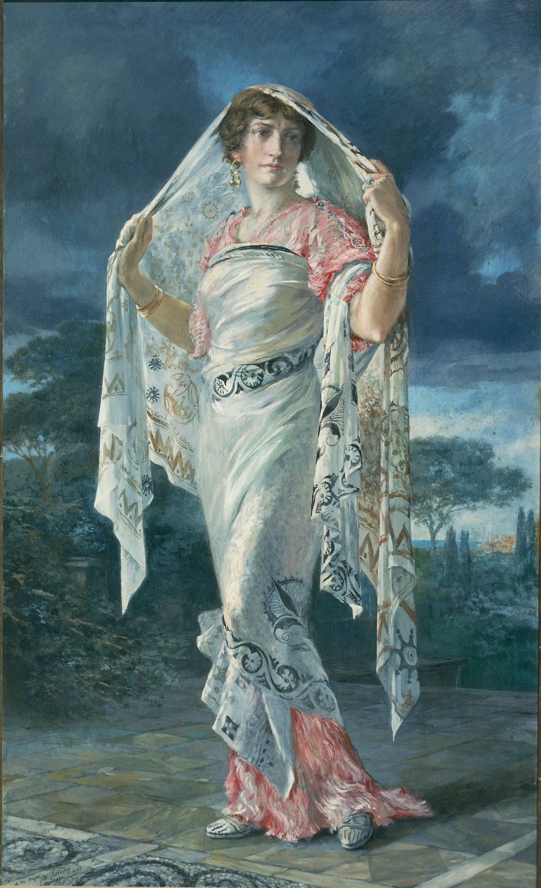Portræt af Henriette Fortuny i Pompejis dragt af Pompeji af Mariano Fortuny y Madrazo