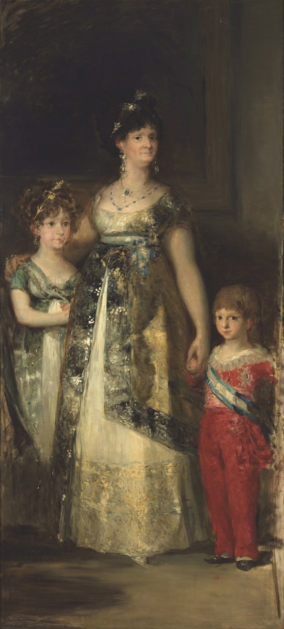 Dronningen af Spanien og prinserne. Kopi fra Goya af Mariano Fortuny y Marsal