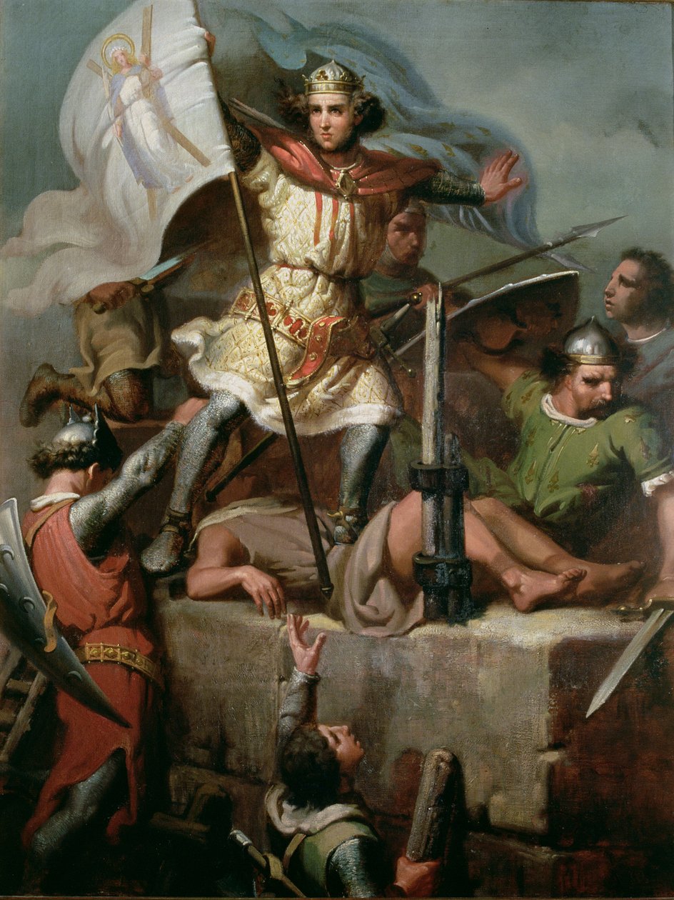 Grev Berenguer III hæver Barcelonas standard på Foix-tårnet af Mariano José María Bernardo (1838 74) Fortuny y Carbó
