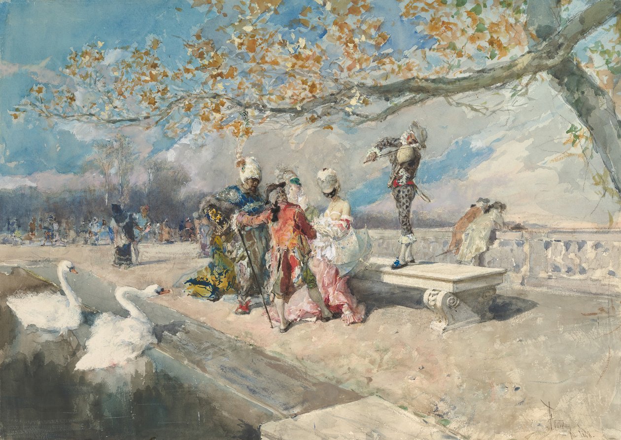Maskerade, midten af 1800-tallet. af Mariano José María Bernardo Fortuny y Carbó
