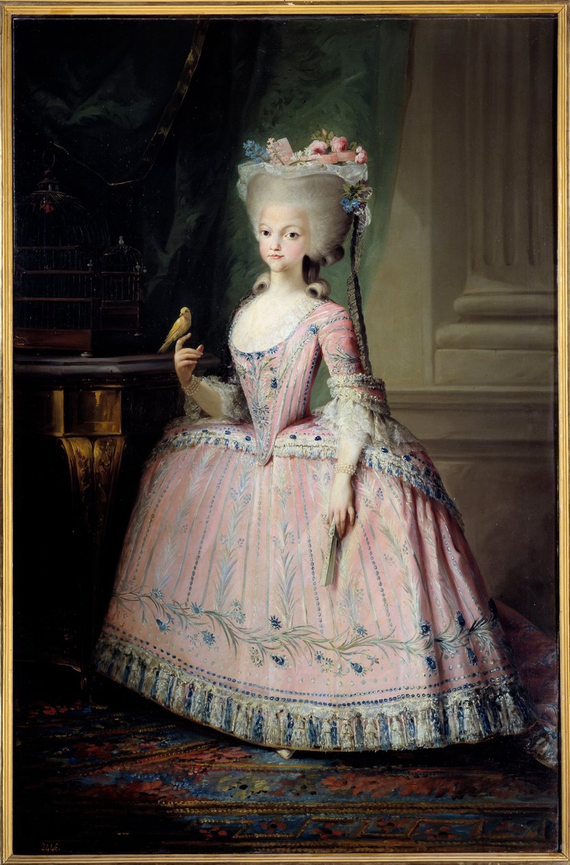 Fodportræt af Carlota Joaquina (1775-1830) Infante of Spain and Queen of Portugal Maleri af Mariano Maella (1739-1819) (ec.esp.) 1700-tallet søn. 1,77x1,16 m Madrid, Museum of Prado - Portræt i fuld længde af Charlotte Joaquina (1775-1830) Prinsesse af af Mariano Salvador de Maella