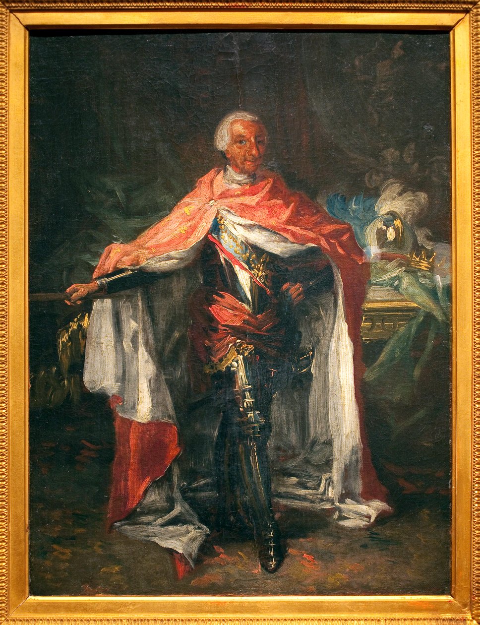 Portræt af Karl III af Spanien (1716-1788) - Maleri af Mariano Salvador Maella (1739-1819), olie på lærred, skitse, spansk kunst af Mariano Salvador de Maella