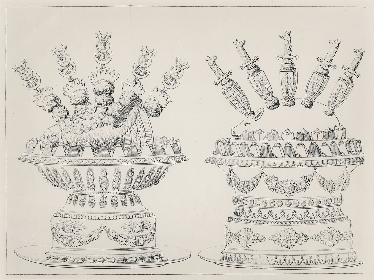 Samlede stykker af vildsvin og pattegris, design af Antonin Carême af Marie Antoine Careme
