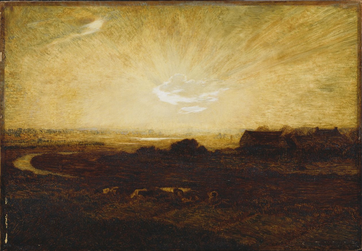 Landskab ved solnedgang af Marie Auguste Emile Rene Menard