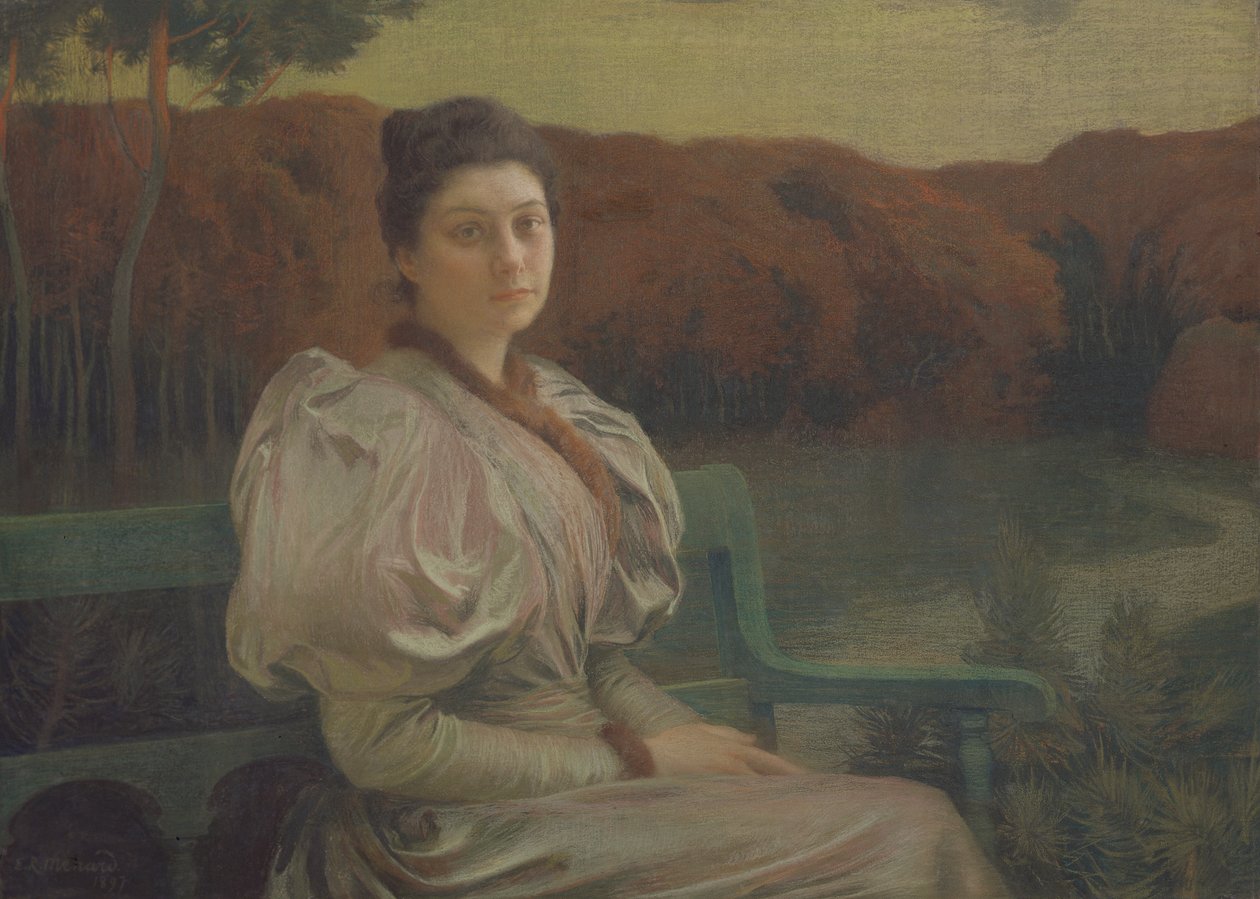Portræt af Louise Galtier-Boissiere, 1897 (pastel på lærred) af Marie Auguste Emile Rene Menard