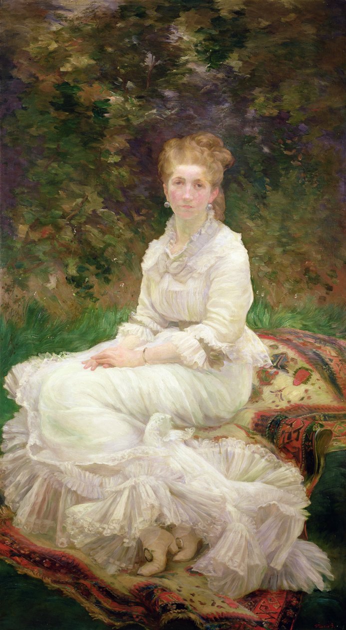 Kvinden i hvidt, ca. 1880 af Marie Bracquemond
