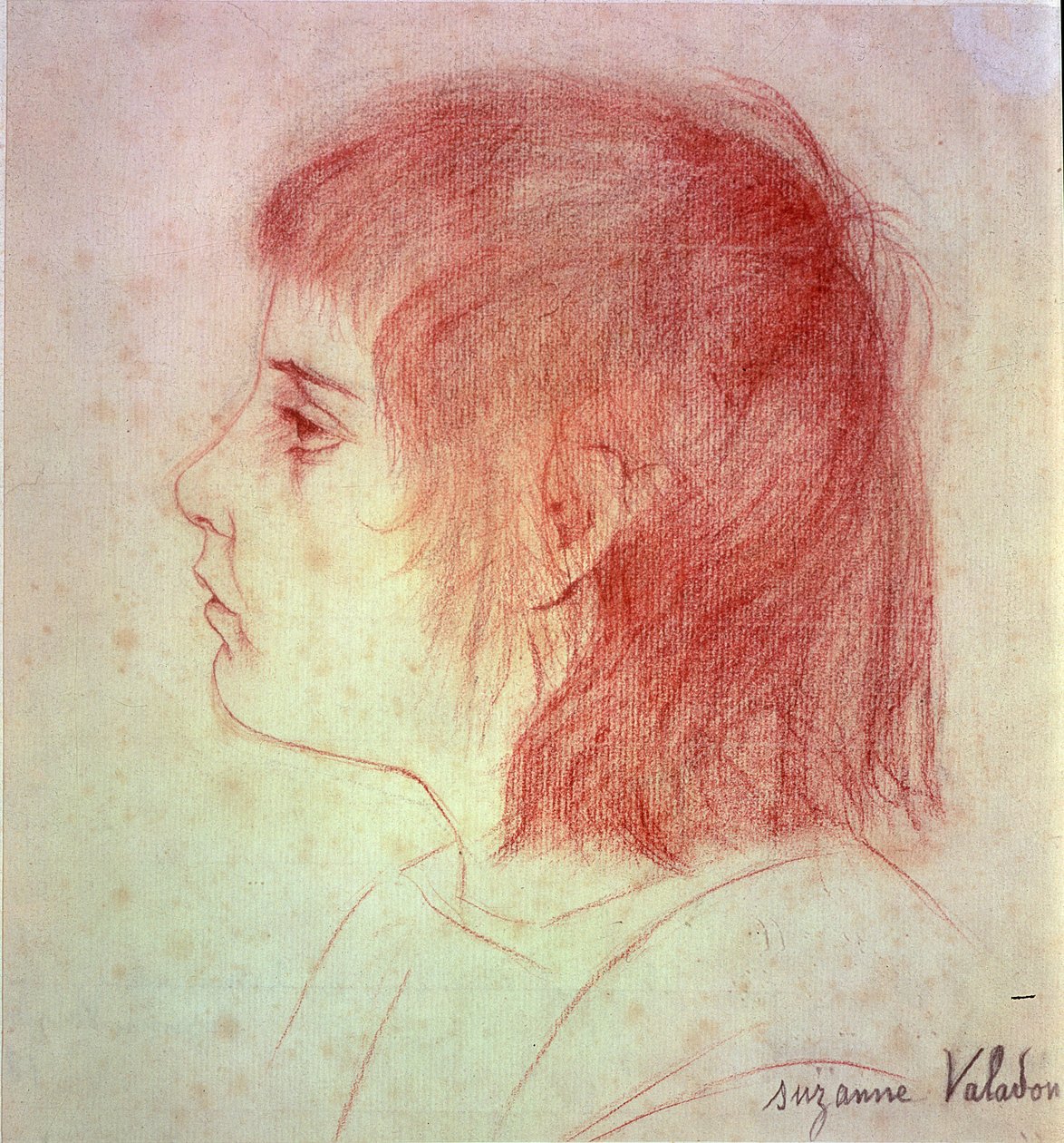 Portræt af Maurice Utrillo som et barn, ca. 1888-90 (rødt kridt på papir) af Marie Clementine (Suzanne) Valadon