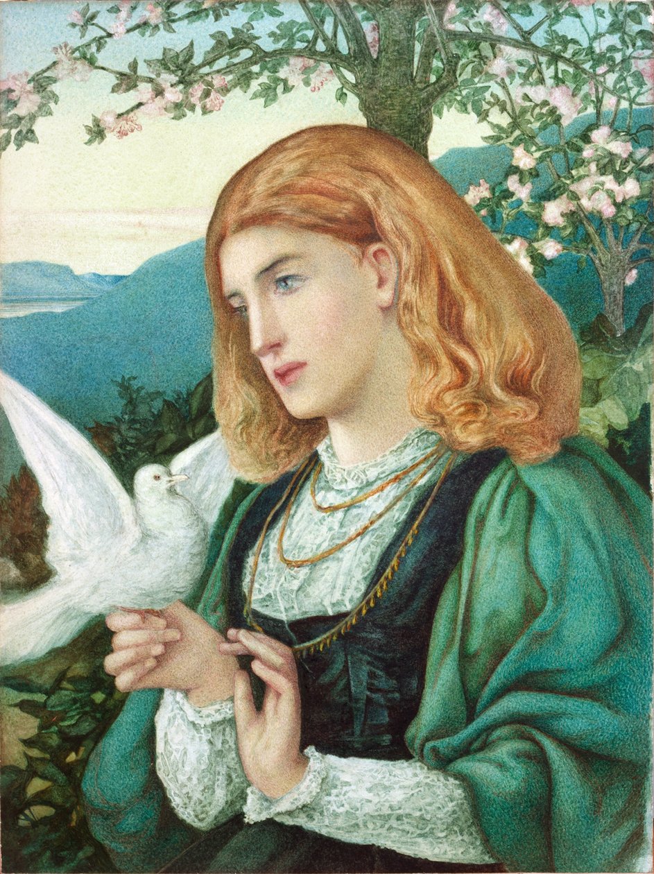 Figur af en pige (akvarel og blyant på papir) af Marie Spartali Stillman