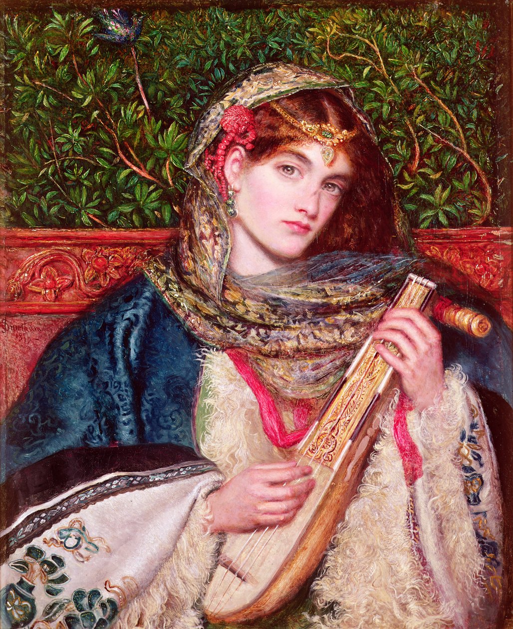 Pige spiller musik af Marie Spartali Stillman