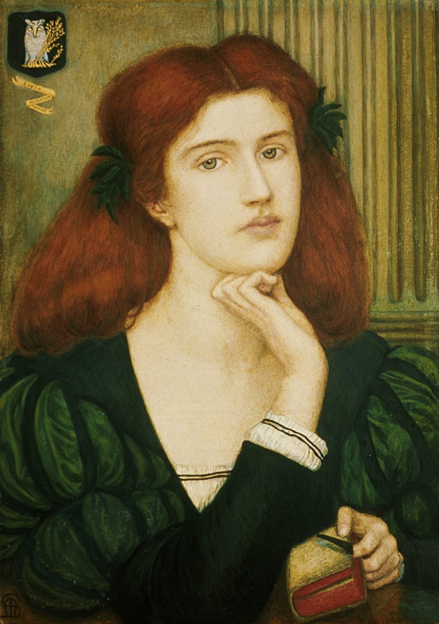 The Lady Prays-desire (wc og guldmaling på papir) af Marie Spartali Stillman