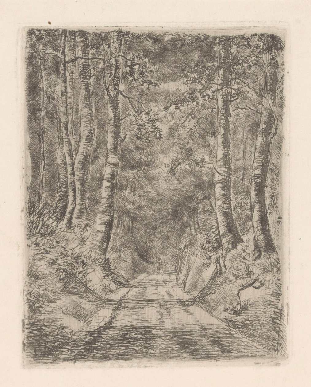 Skov langs en sunket vej af Marie Adolphine van der Goes van Dirxland