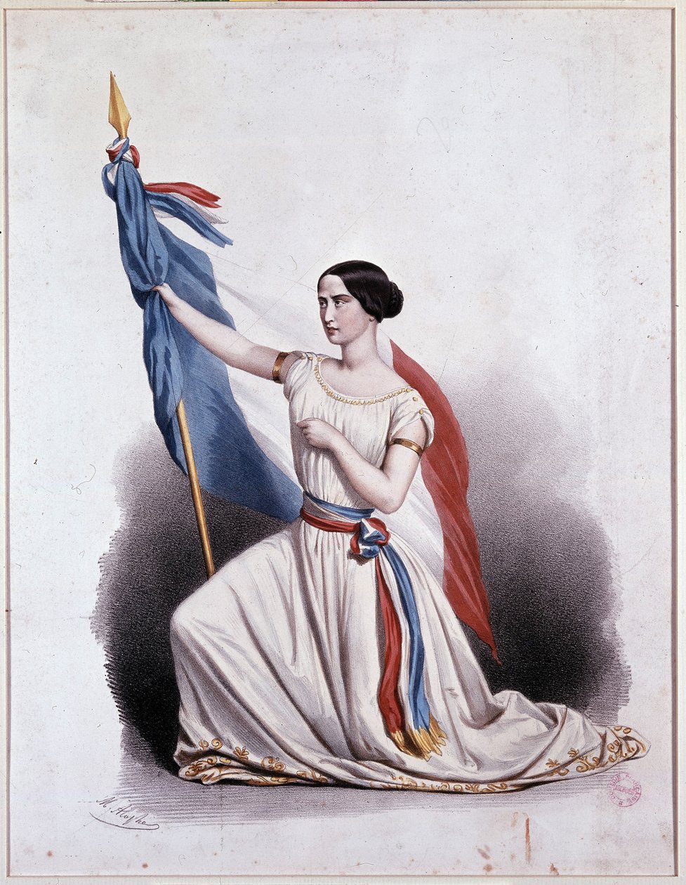 La Marseillaise afklassificeret af Rachel ved Comédie Française - litografi af Alophe af Marie Alexandre Alophe