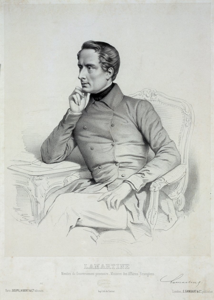 Portræt af Alphonse de Lamartine 1790-1869. af Marie Alexandre Menut Alophe